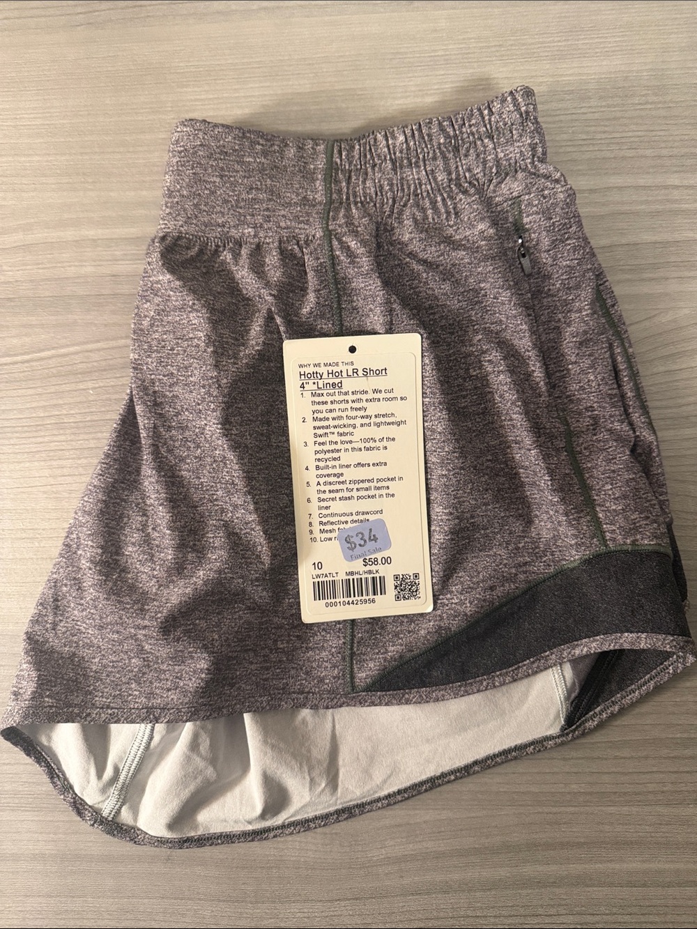 lululemon Hotty Hot LR athletica Women's Heathered Gray Athletic Shorts